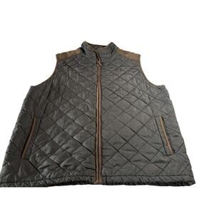 Coleman Vest Mens Extra Large Black Brown Quilted Zip Outdoor Padded Sleeveless